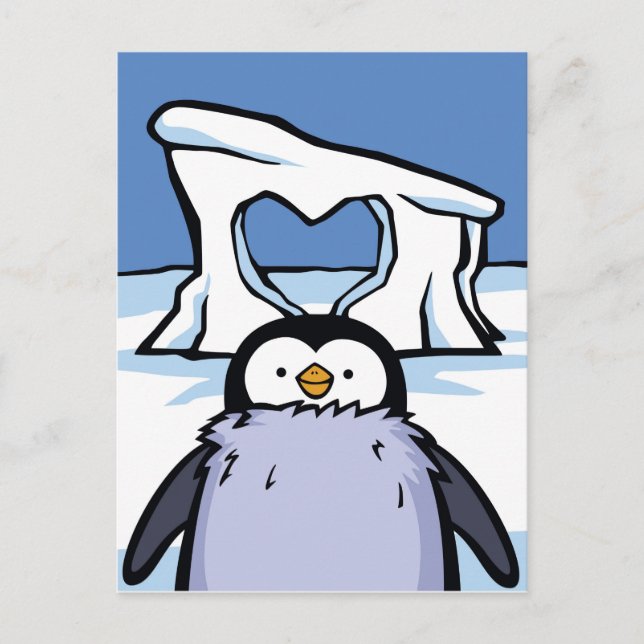 Penguin Chick Heart Post Card (Front)