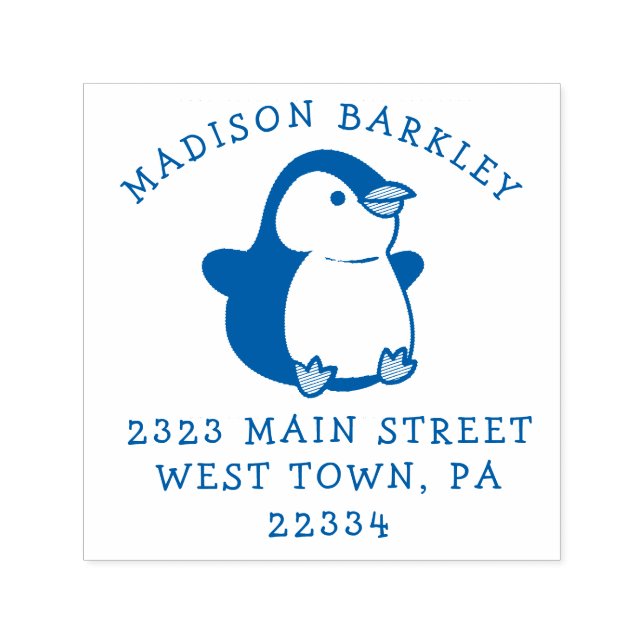 Penguin Children's Adorable Return Address Stamp (Design)
