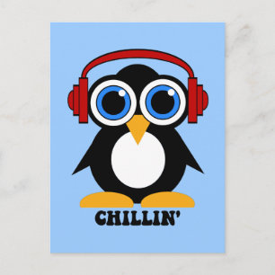 penguin chillin postcard