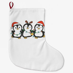Penguin Christmas Animals Cute Penguins Holiday Large Christmas Stocking