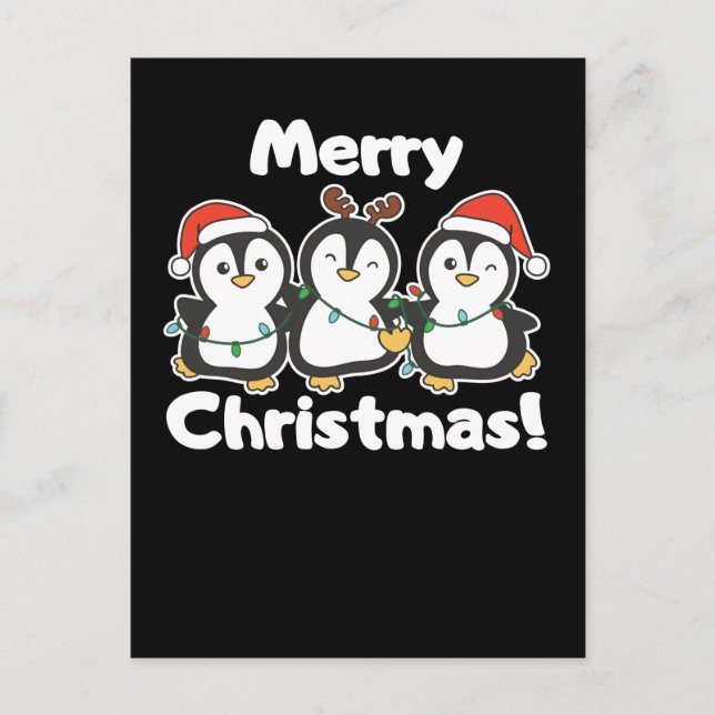 Penguin Christmas Animals Cute Penguins Holiday Postcard (Front)