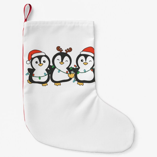 Penguin Christmas Animals Cute Penguins Holiday Small Christmas Stocking (Front)