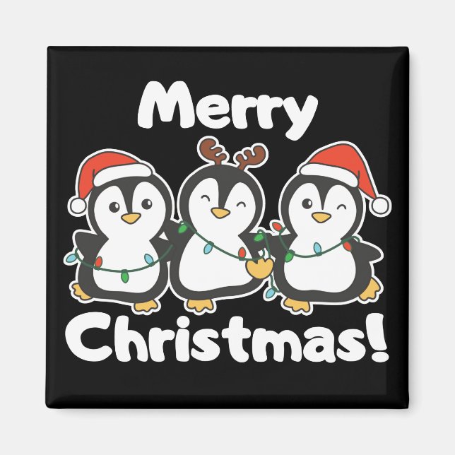 Penguin Christmas Animals Cute Penguins Magnet (Front)
