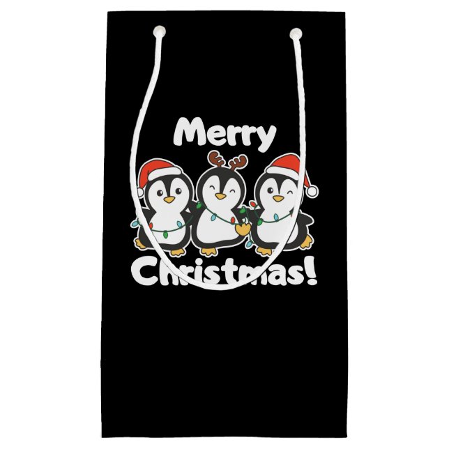 Penguin Christmas Animals Cute Penguins Small Gift Bag (Front)