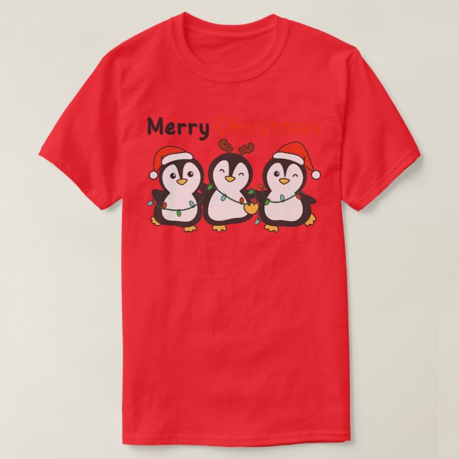 Penguin Christmas Animals Cute Penguins T-Shirt (Design Front)