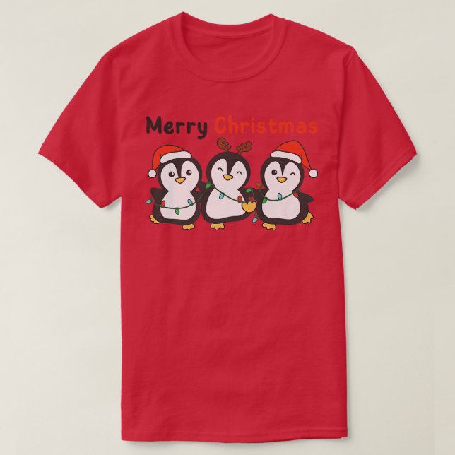 Penguin Christmas Animals Cute PenguinsT-Shirt T-Shirt (Design Front)