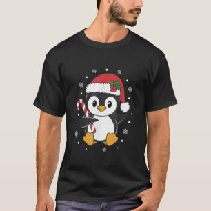 Penguin Christmas Candy Cane Santa Hat Toddler Gir T-Shirt