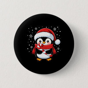 Penguin Christmas Candy Cane Winter Toddler Girl B 6 Cm Round Badge