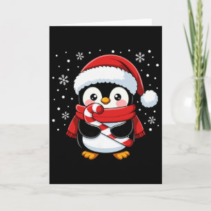 Penguin Christmas Candy Cane Winter Toddler Girl B Card