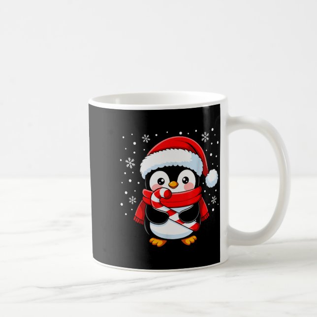 Penguin Christmas Candy Cane Winter Toddler Girl B Coffee Mug (Right)