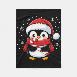 Penguin Christmas Candy Cane Winter Toddler Girl B Fleece Blanket