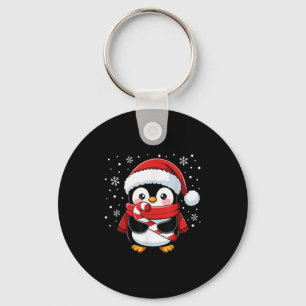 Penguin Christmas Candy Cane Winter Toddler Girl B Key Ring