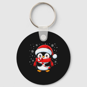 Penguin Christmas Candy Cane Winter Toddler Girl B Key Ring