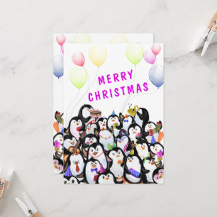 Penguin Christmas Card Happy Penguins Party