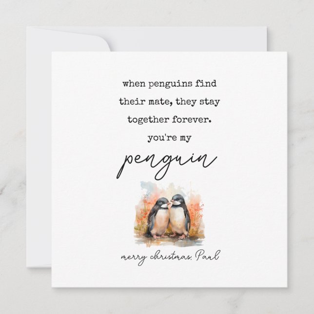 Penguin Christmas Card Husband Wife (Front)