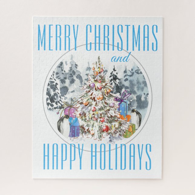 Penguin Christmas Celebration 16"x20" Jigsaw Puzzle (Vertical)