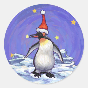 Penguin Christmas Classic Round Sticker