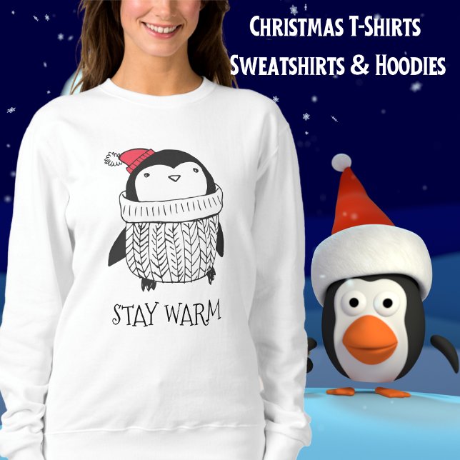 Penguin, Christmas, Cute, Ladies Sweatshirt (Penguin, Christmas, Cute, Ladies Sweatshirt)