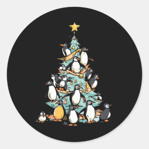 Penguin Christmas Day Ice Bird Animal Santa Claus Classic Round Sticker
