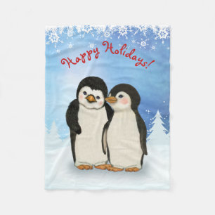 Penguin Christmas Fleece Blanket