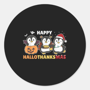 Penguin Christmas Halloween Costume Happy Hallotha Classic Round Sticker