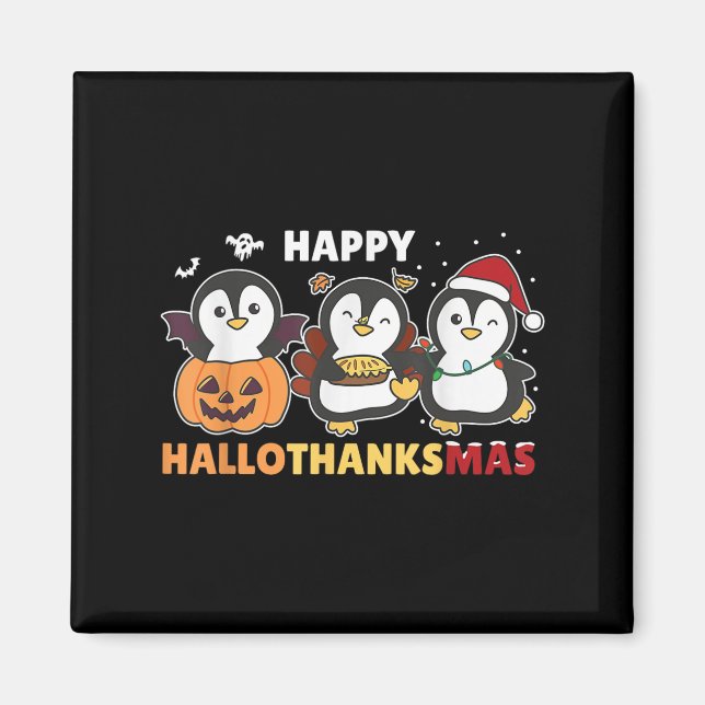 Penguin Christmas Halloween Costume Happy Hallotha Magnet (Front)
