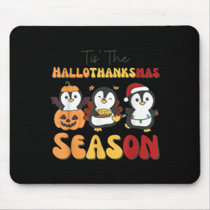 Penguin Christmas Halloween Tis' The Hallothanksma Mouse Mat