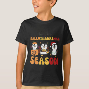 Penguin Christmas Halloween Tis' The Hallothanksma T-Shirt