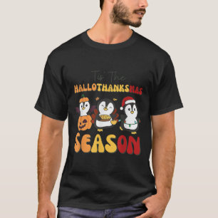 Penguin Christmas Halloween Tis' The Hallothanksma T-Shirt