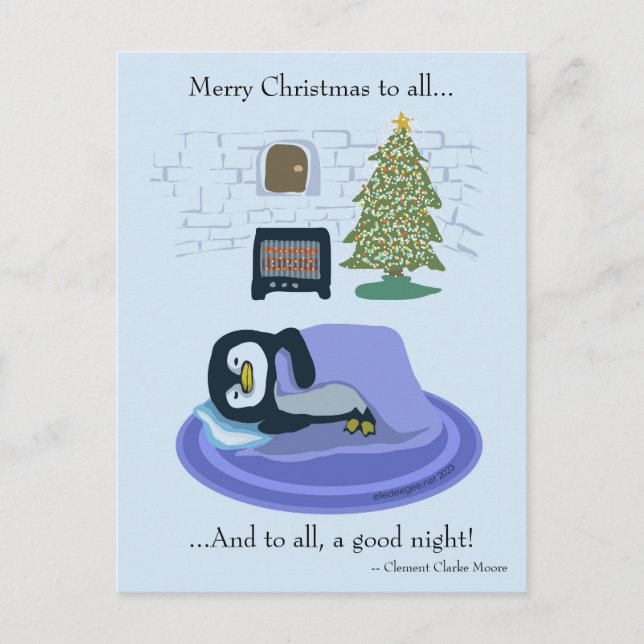 Penguin Christmas Holiday Postcard (Front)