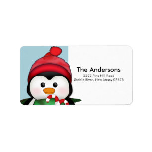 Penguin Christmas Holiday Return Address Label