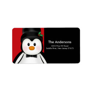 Penguin Christmas Holiday Return Address Label