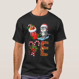 Penguin Christmas Lights Led Santa Hat Christmas T-Shirt