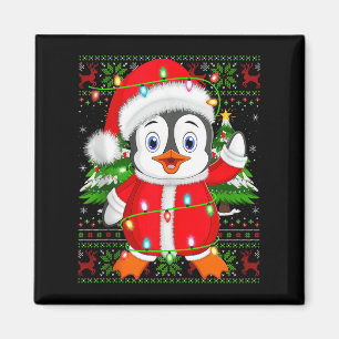 Penguin Christmas Lights Santa Costume Ugly Xmas S Magnet