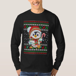 Penguin Christmas Lights Santa Hat Ugly Christmas  T-Shirt