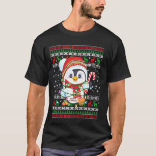 Penguin Christmas Lights Santa Hat Ugly Christmas  T-Shirt