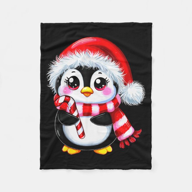 Penguin Christmas Lover Uni-adult Black Small Mode Fleece Blanket (Front)