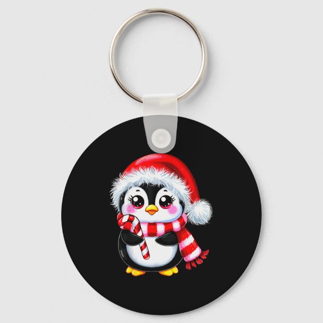 Penguin Christmas Lover Uni-adult Black Small Mode Key Ring (Front)