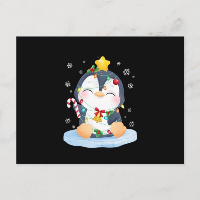 Penguin Christmas Merry Christmas Announcement Postcard (Front)