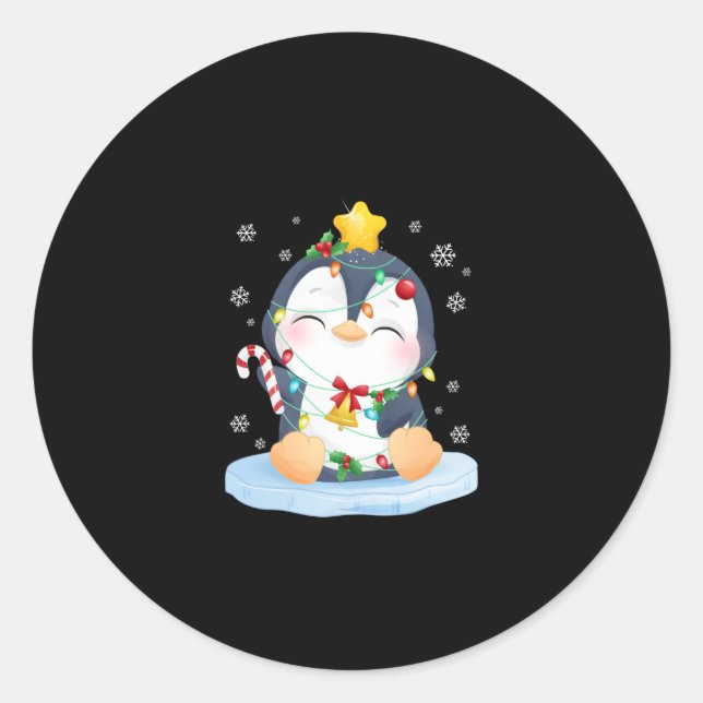 Penguin Christmas Merry Christmas Classic Round Sticker (Front)