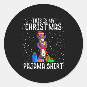 Penguin Christmas Pajama Shirt Penguin Lover Gift Classic Round Sticker