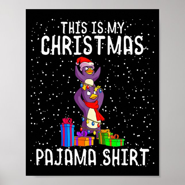 Penguin Christmas Pajama Shirt Penguin Lover Gift  Poster (Front)