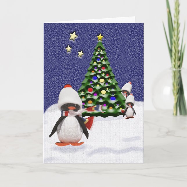 Penguin Christmas Paradise Holiday Card (Front)