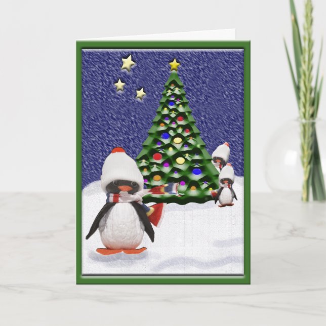 Penguin Christmas Paradise Holiday Card (Front)