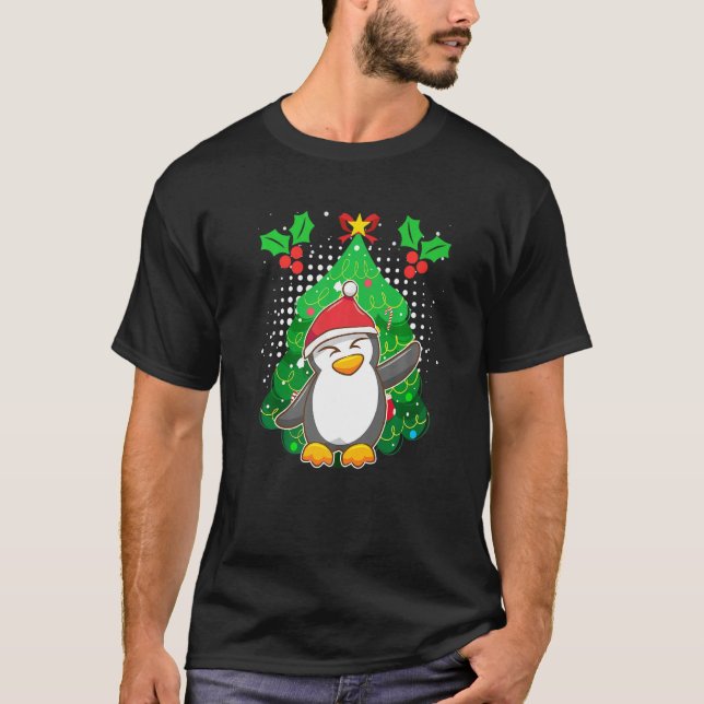 Penguin Christmas Penguin Fir Tree T-Shirt (Front)