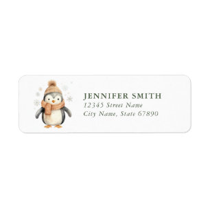 Penguin Christmas Return Address Labels