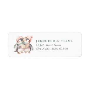 Penguin Christmas Return Address Labels