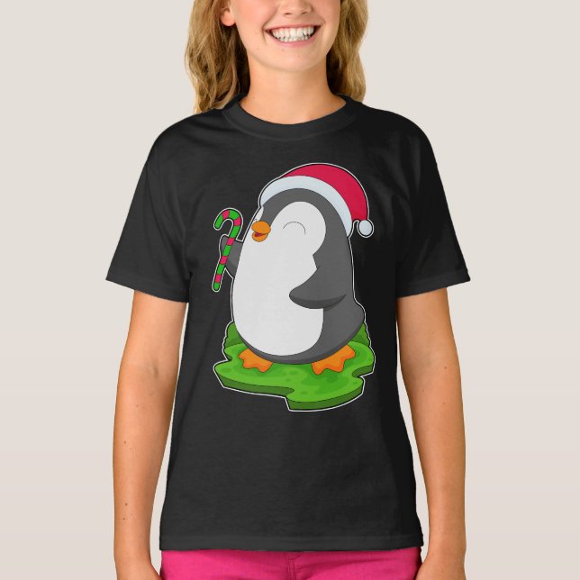 Penguin Christmas Santa hat T-Shirt (Front)