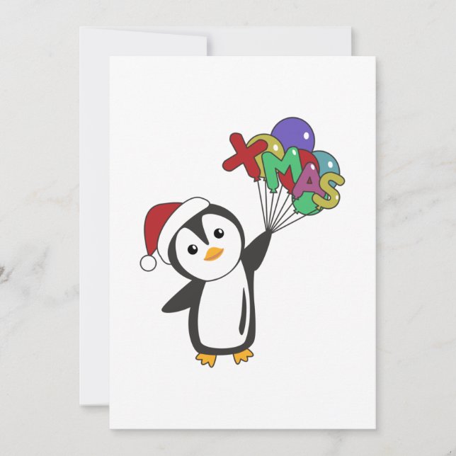 Penguin Christmas Snow Winter Animals Penguins Adu Holiday Card (Front)