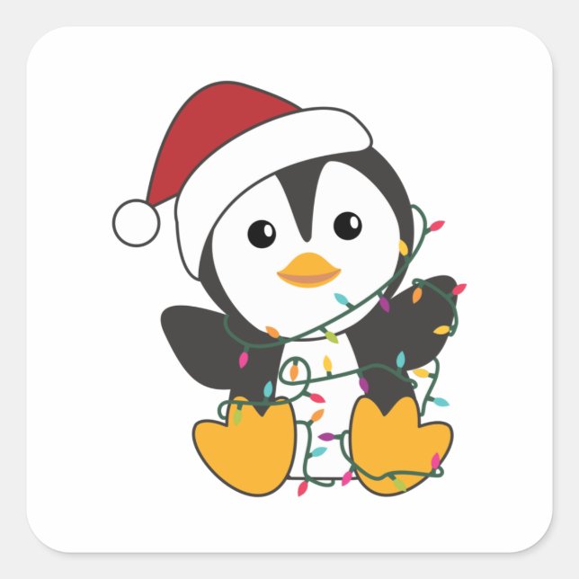 Penguin Christmas Snow Winter Animals Penguins Adu Square Sticker (Front)